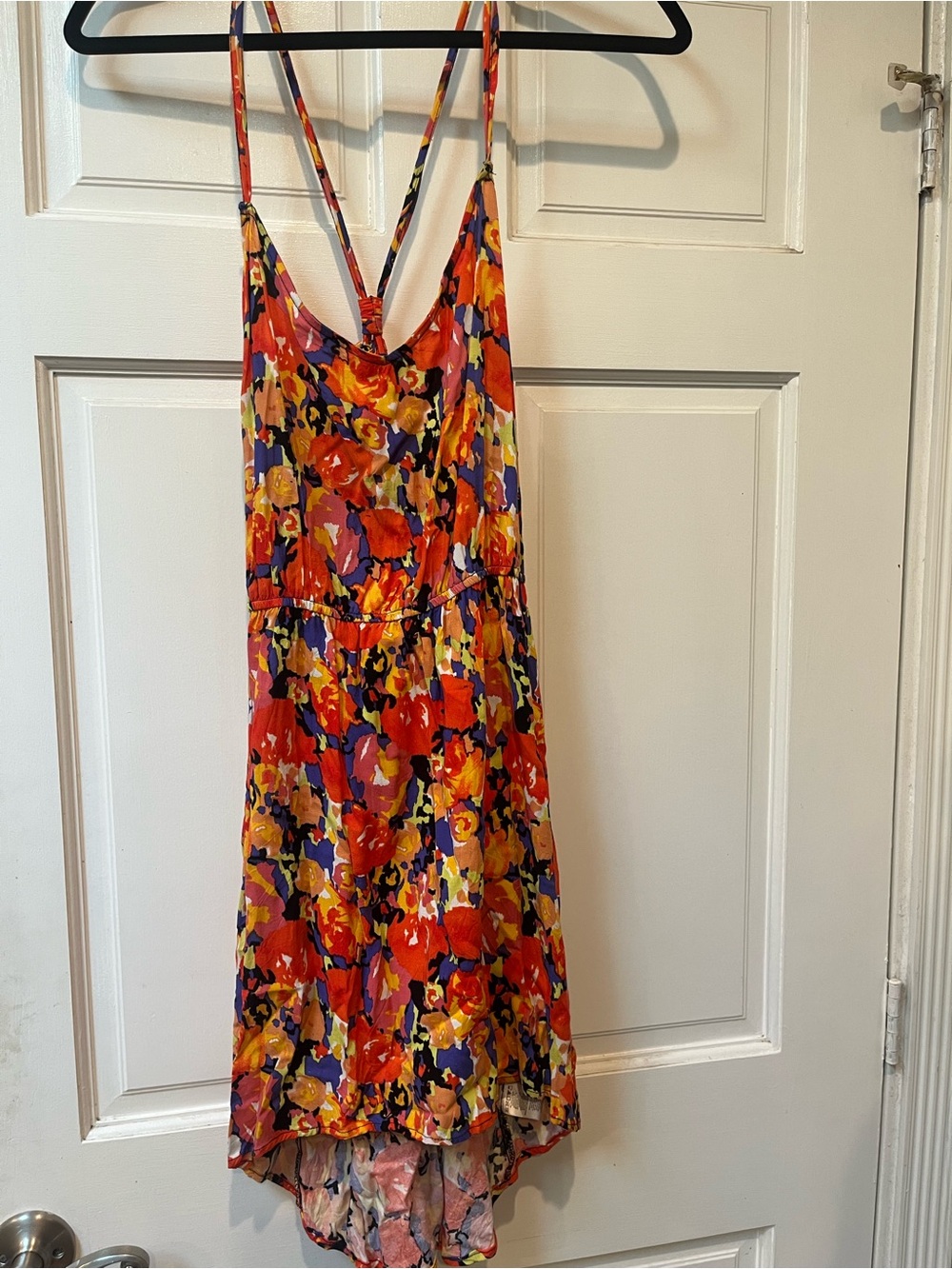 Material Girl Floral High-Low Slip Dress in Red & Purple